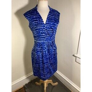 Calvin Klein blue dress size 8 V-Neck Summer Dress Tye Dye Cap Sleeves